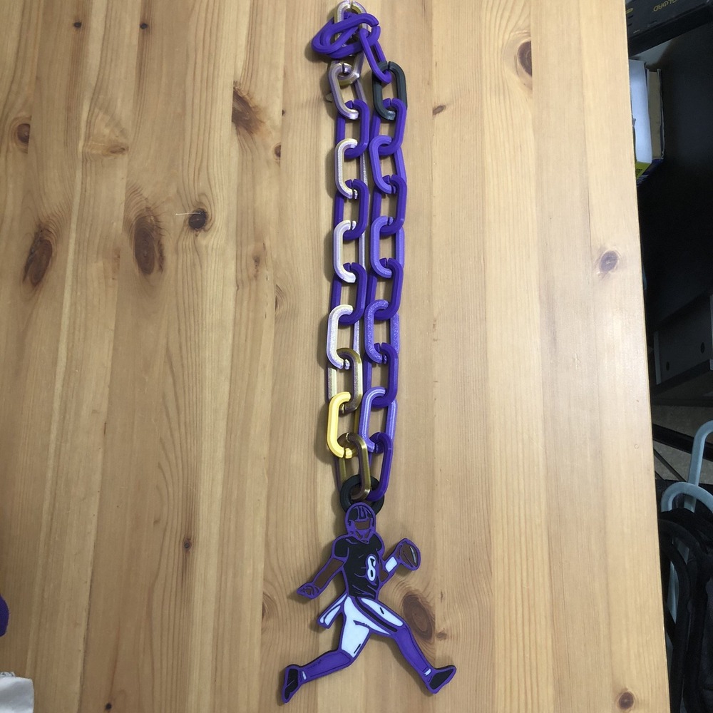 Baltimore Ravens Lamar Jackson 3D Printed Chain Purple Black Gold Football NFL - Picture 4 of 8